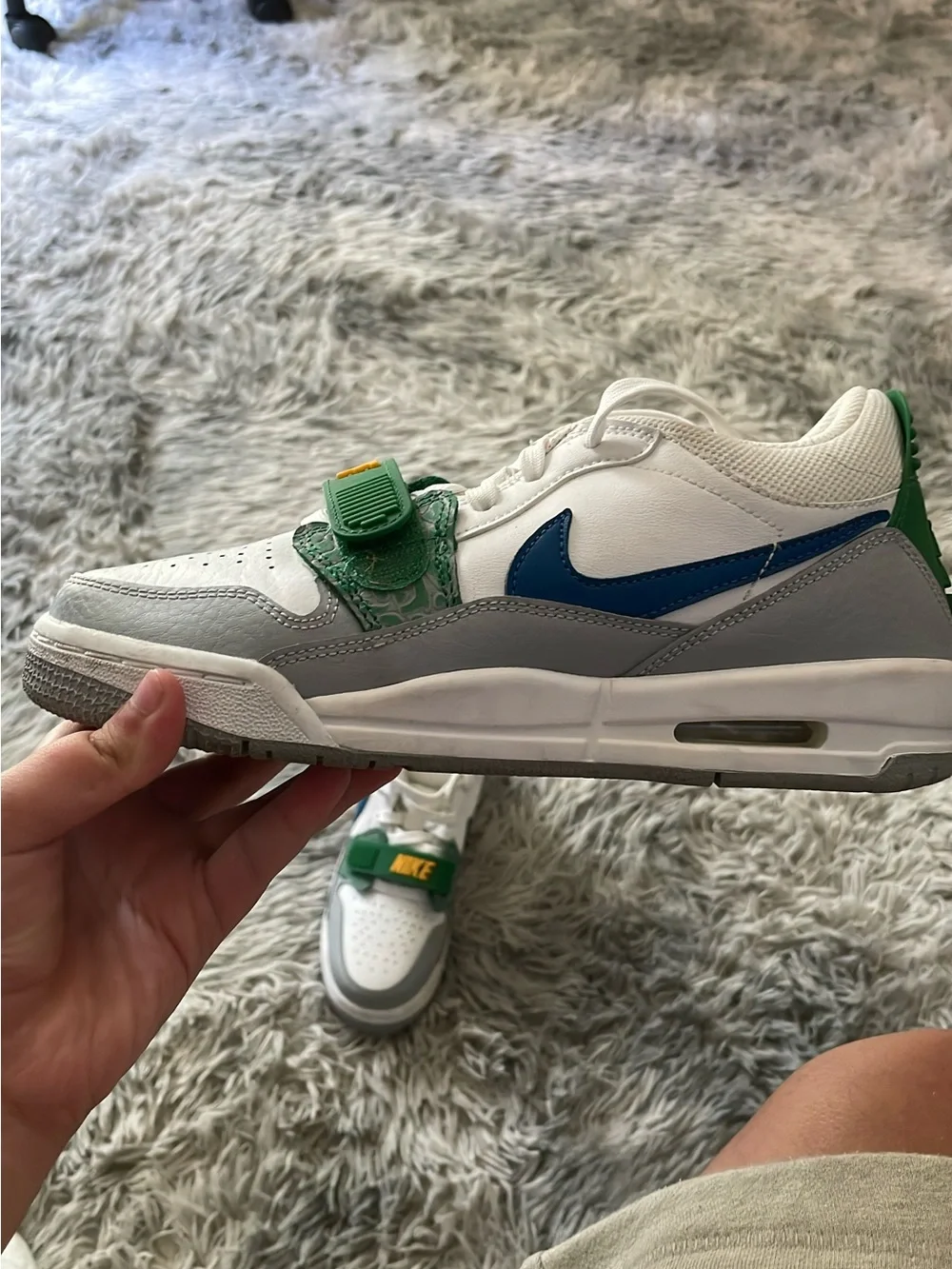 Nike White, Green & Yellow Kids Sneakers with Strap